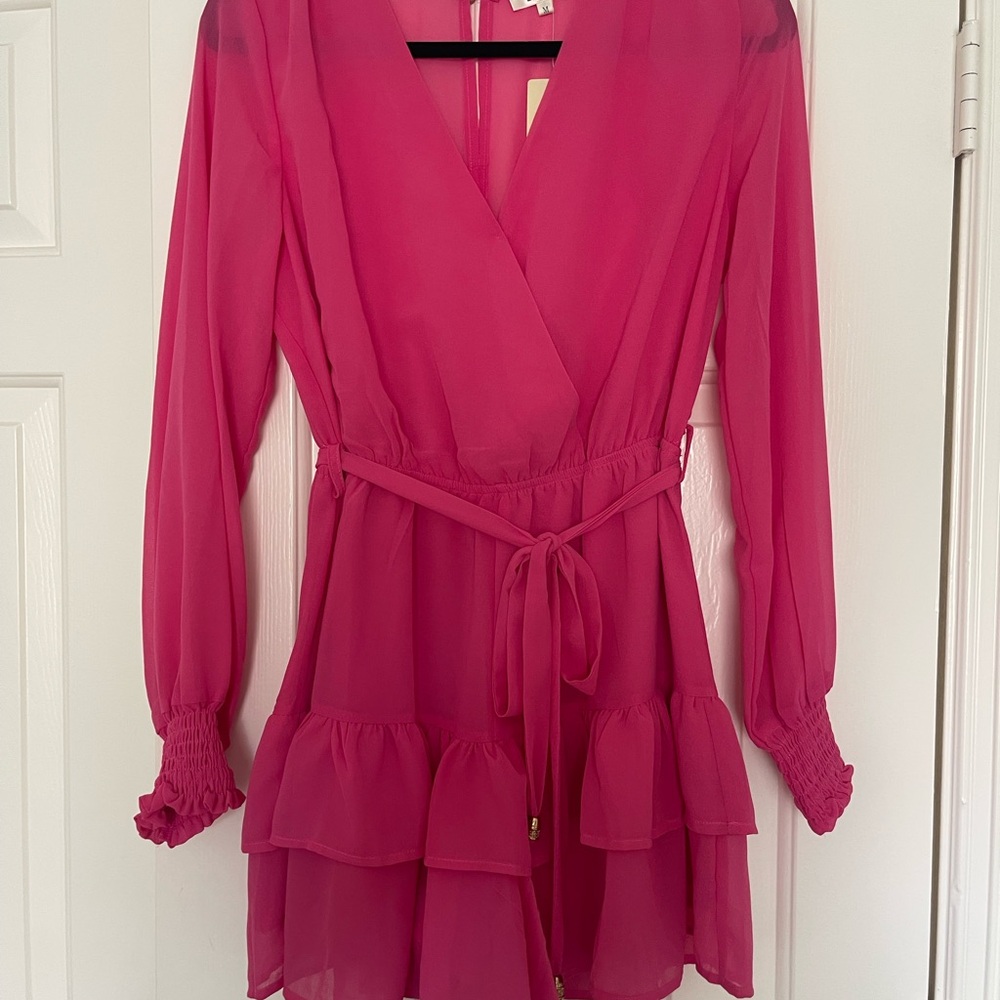 Chic Pink Long Sleeve Dress